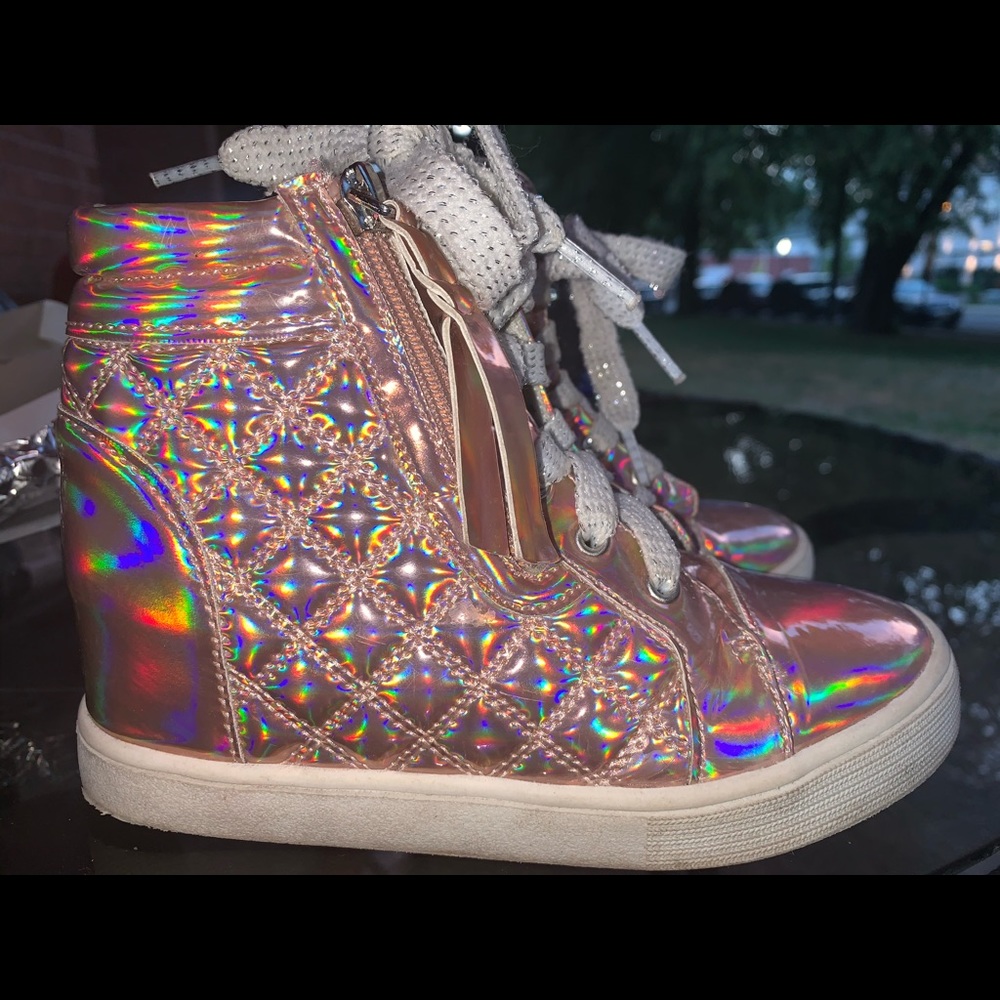 Pink Metallic Wedge sneakers